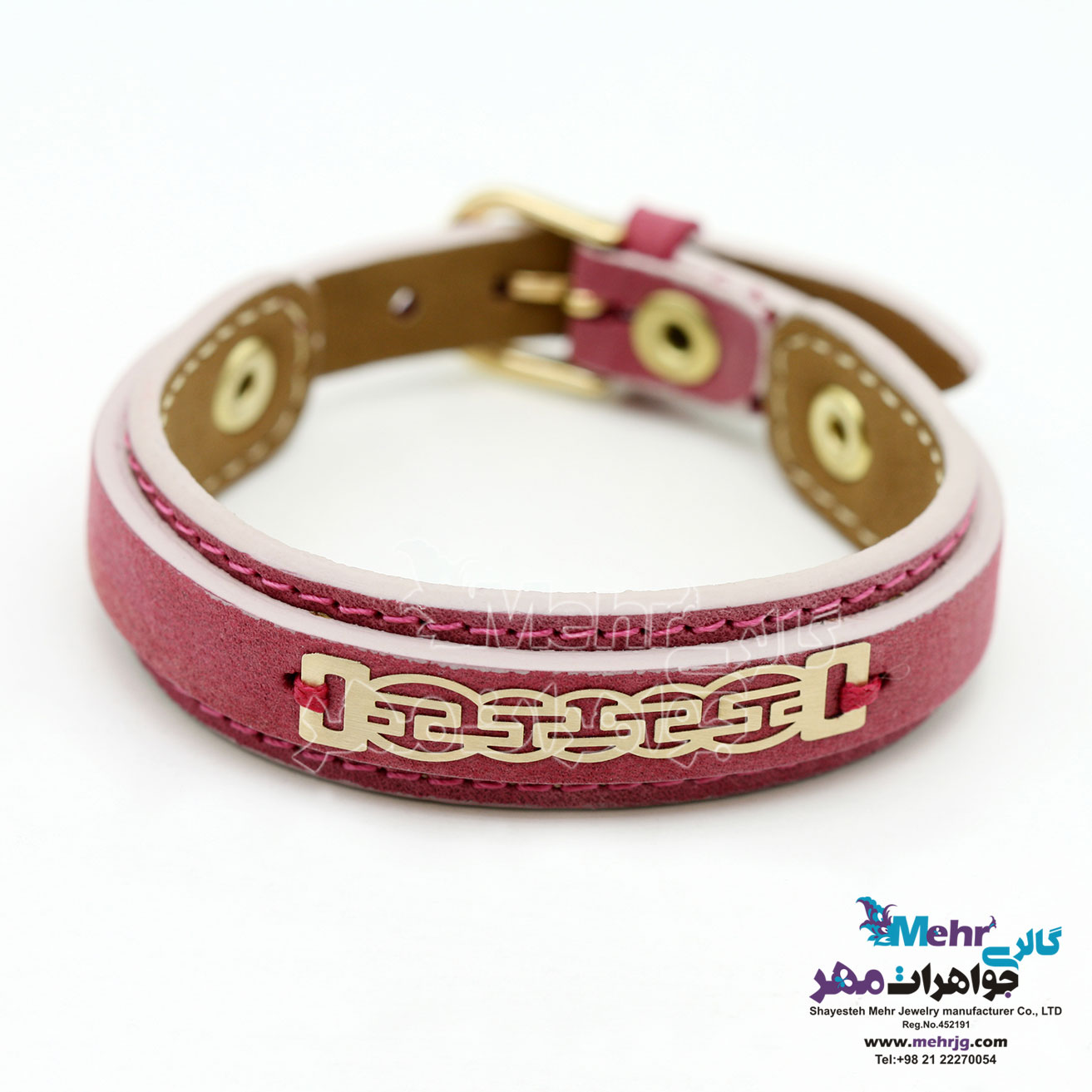 دستبند طلا و چرم - طرح پلکانی