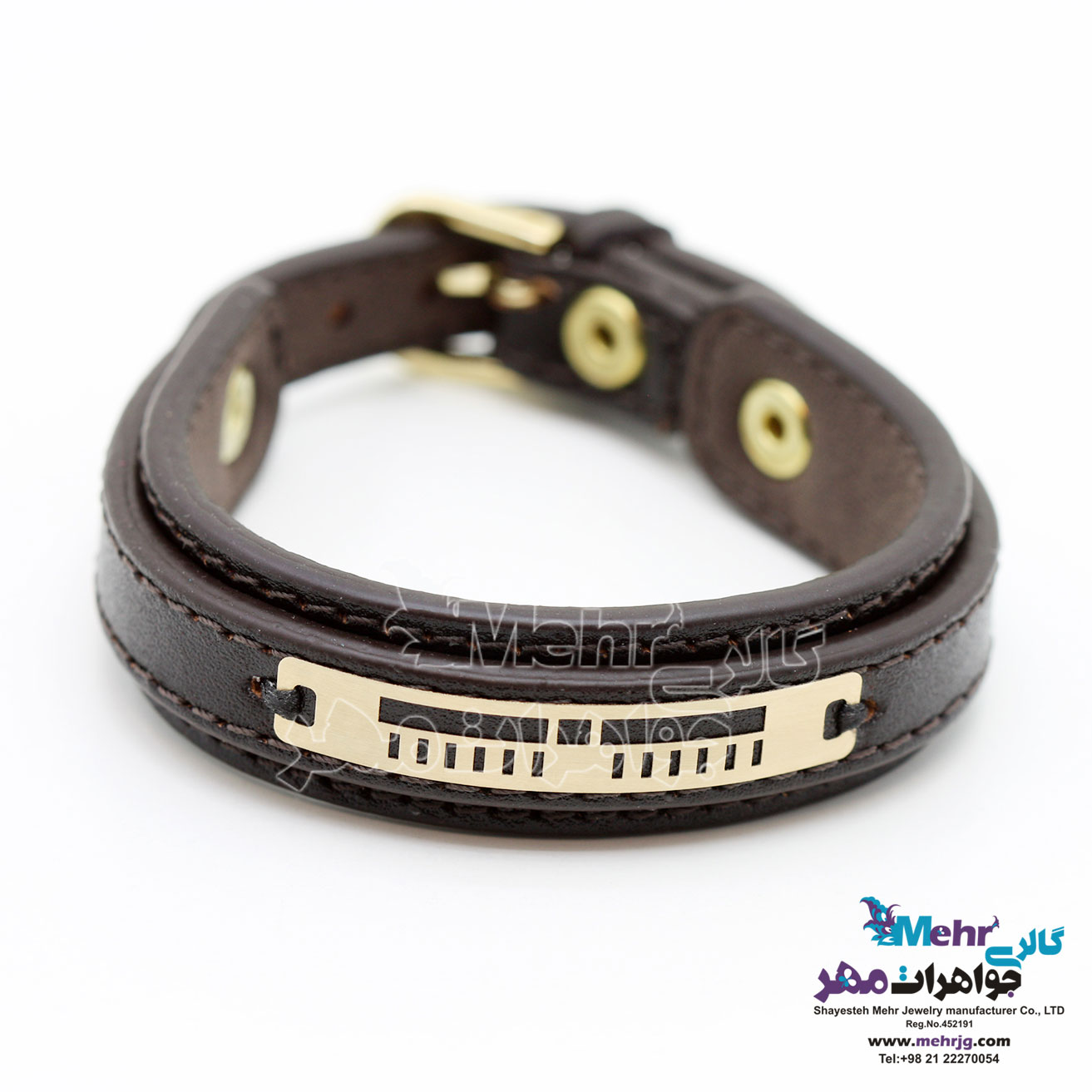 دستبند طلا و چرم - طرح خطوط
