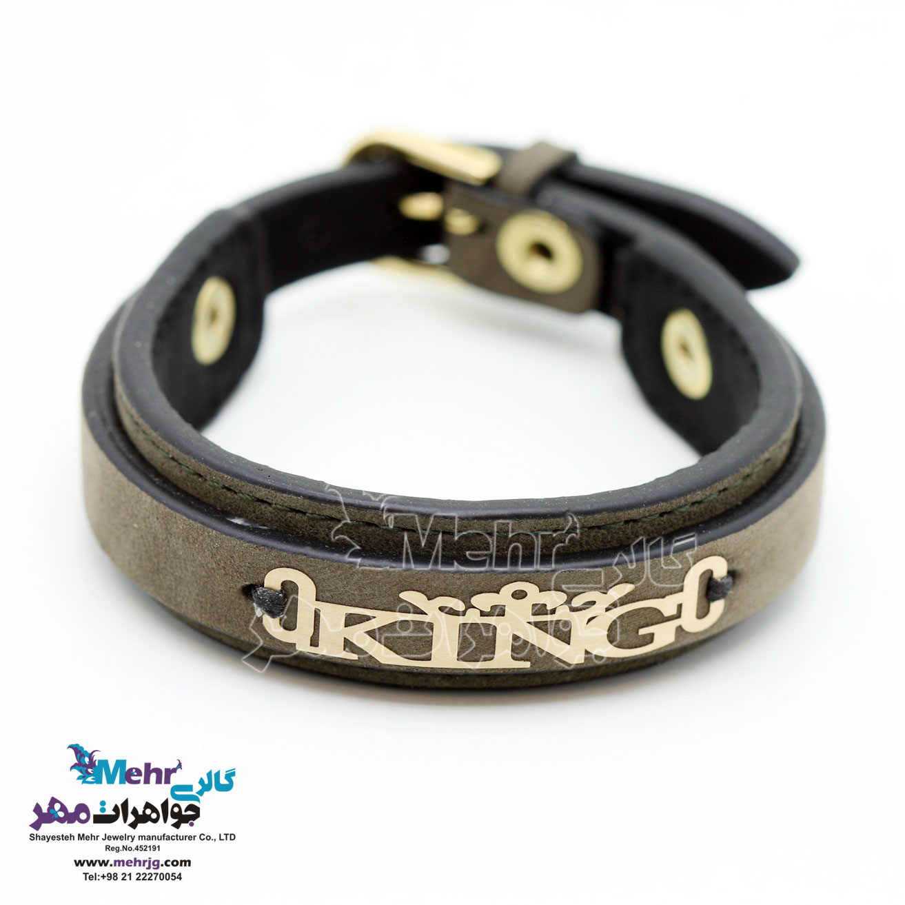 دستبند طلا و چرم - طرح کینگ