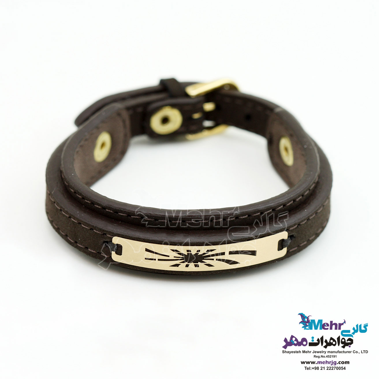 دستبند طلا و چرم - طرح کهکشان