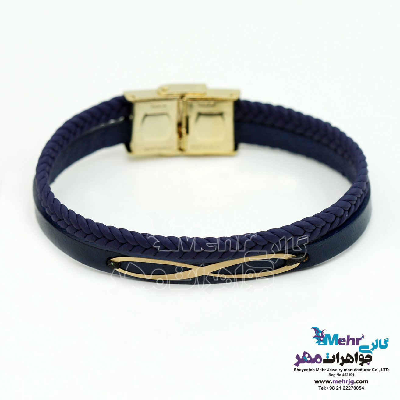 دستبند طلا و چرم - طرح بی‌نهایت