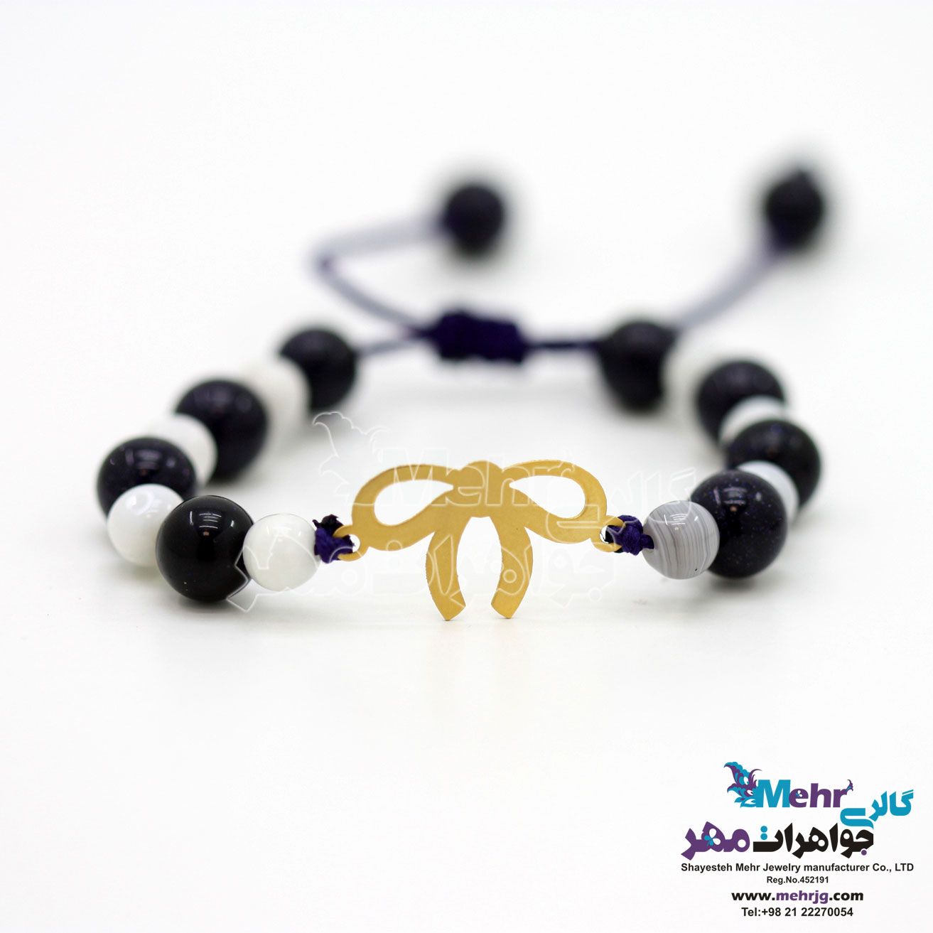 دستبند طلا و سنگ - طرح پاپیون