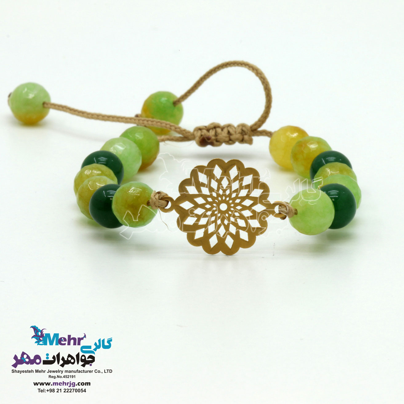 دستبند طلا و سنگ - طرح شمسه