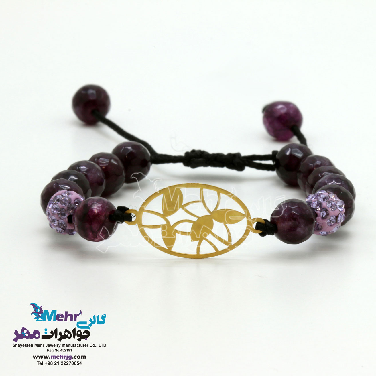دستبند طلا و سنگ - طرح برگ