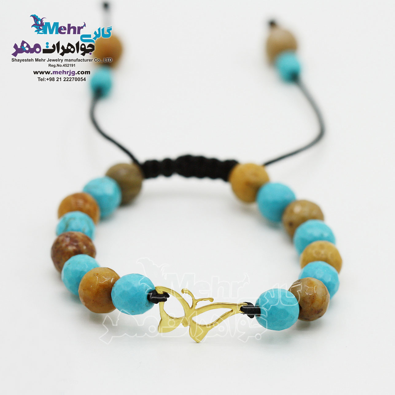دستبند طلا و سنگ - طرح پروانه
