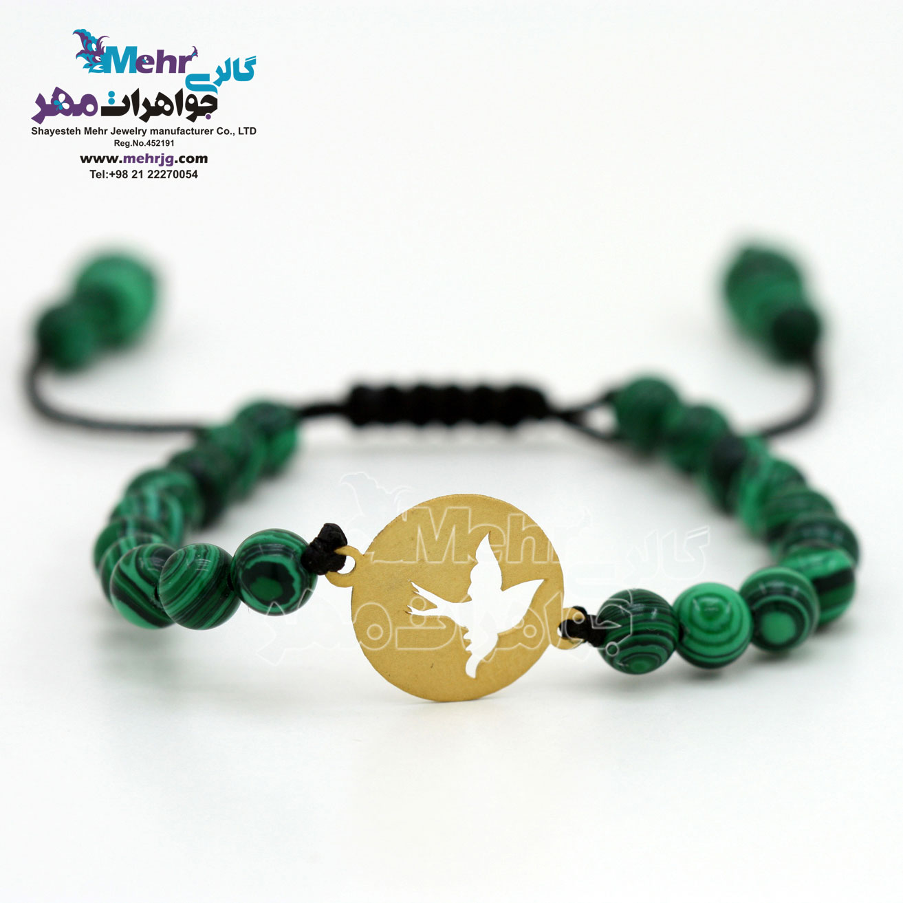 دستبند طلا و سنگ - طرح پرنده