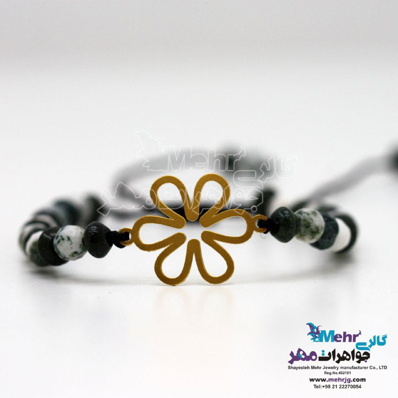 دستبند طلا و سنگ - طرح گل یاسمن