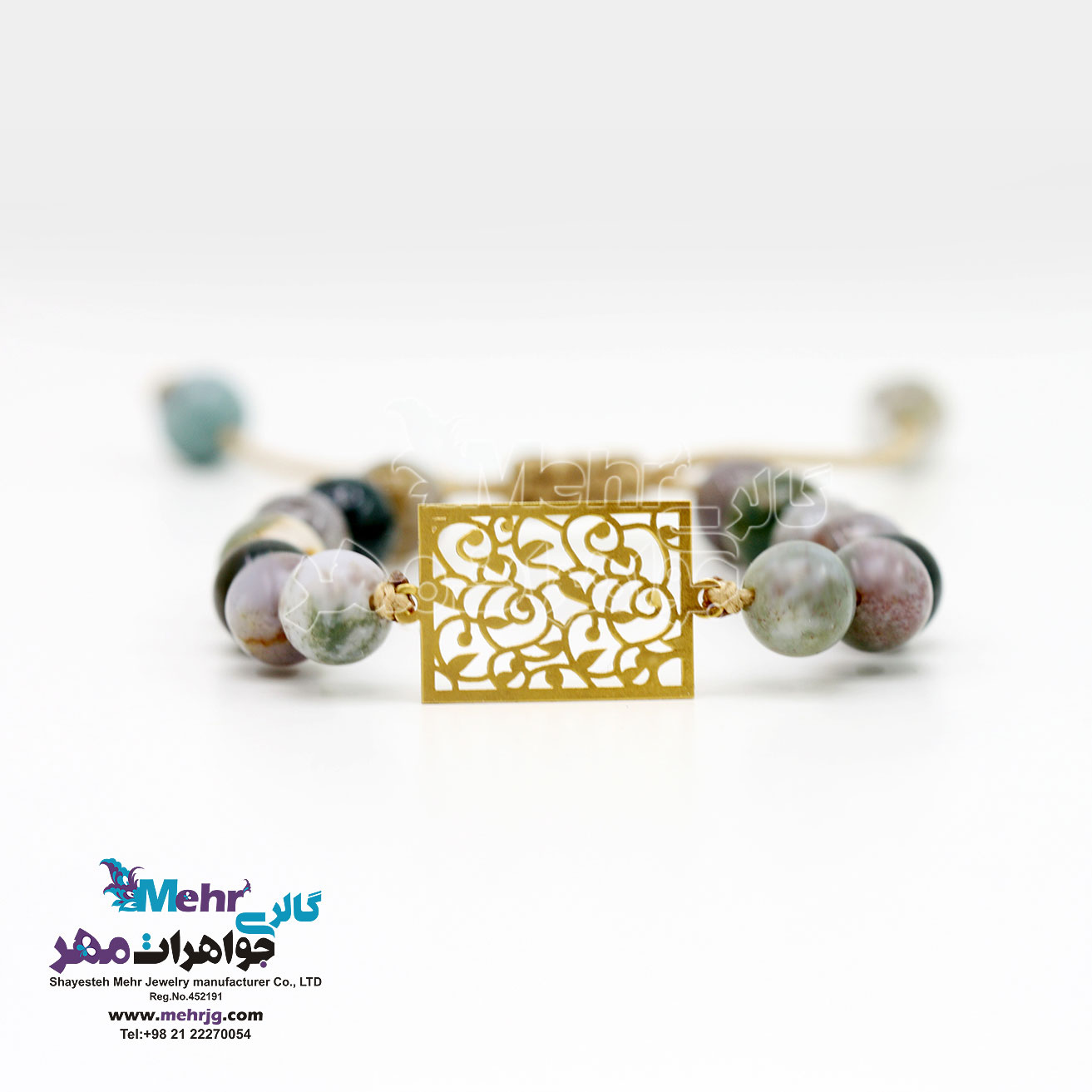 دستبند طلا و سنگ - طرح اسلیمی