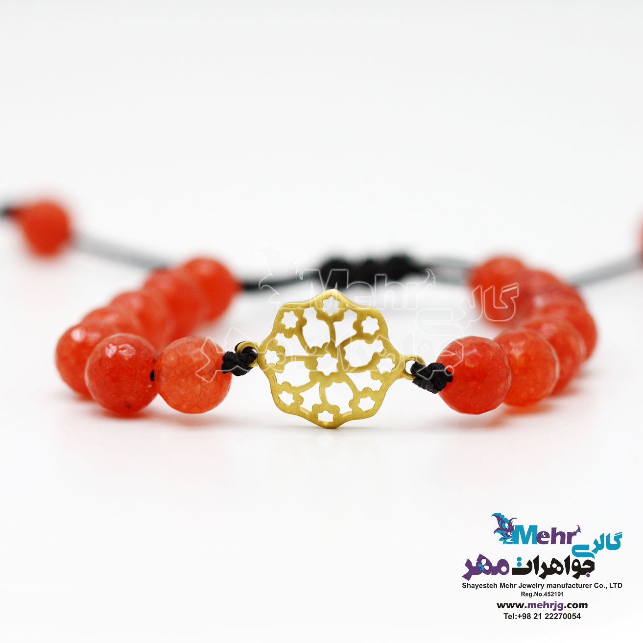 دستبند طلا و سنگ - طرح گل