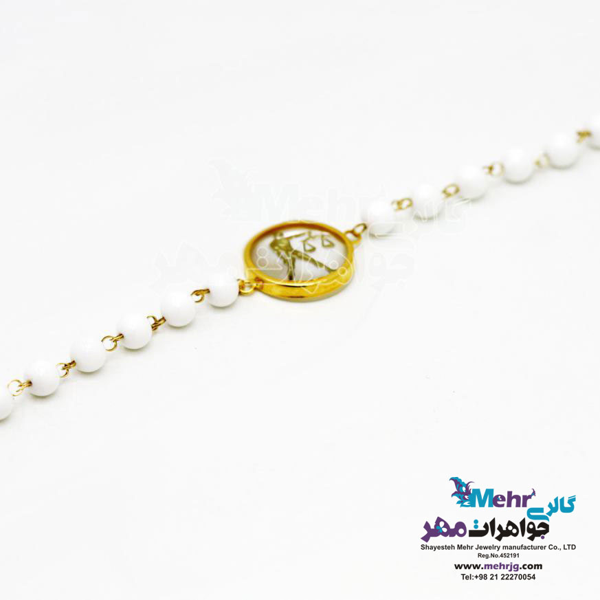 دستبند طلا و سنگ - ماه تولد مهر