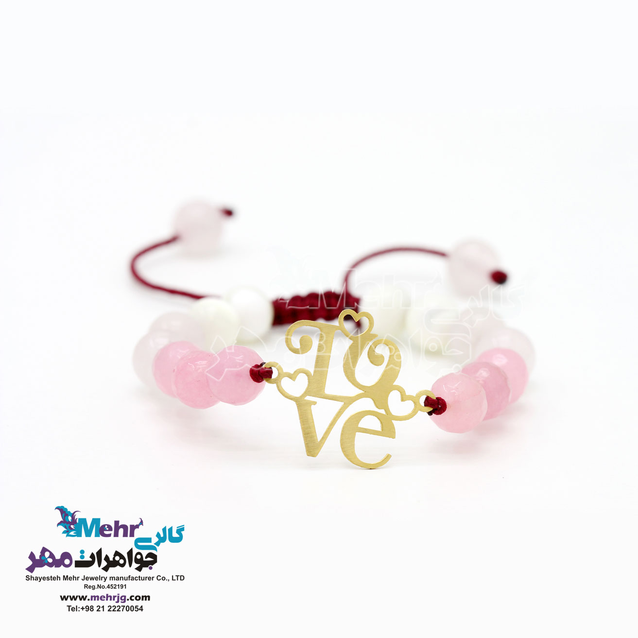 دستبند طلا و سنگ - طرح عشق