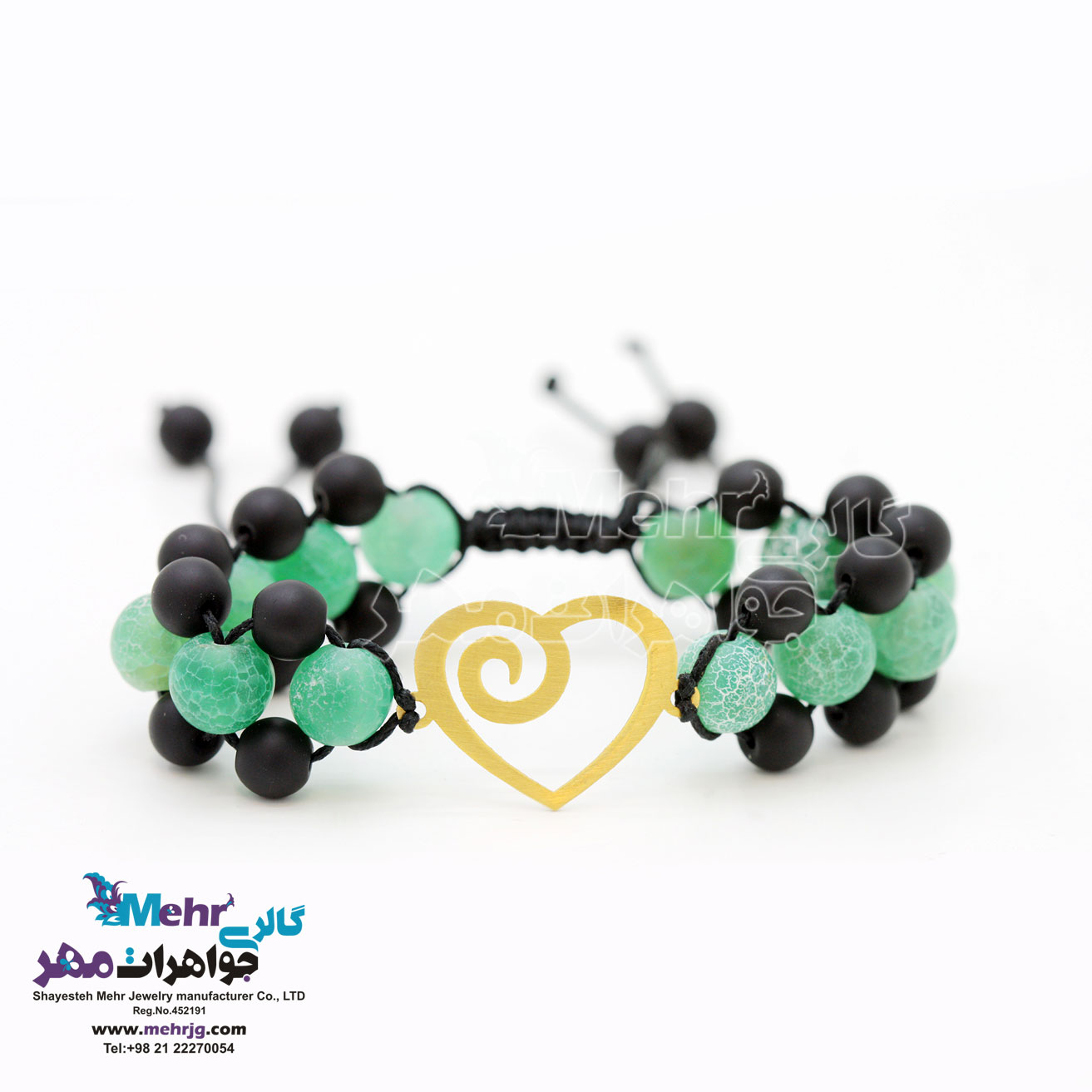دستبند طلا و سنگ - طرح قلب