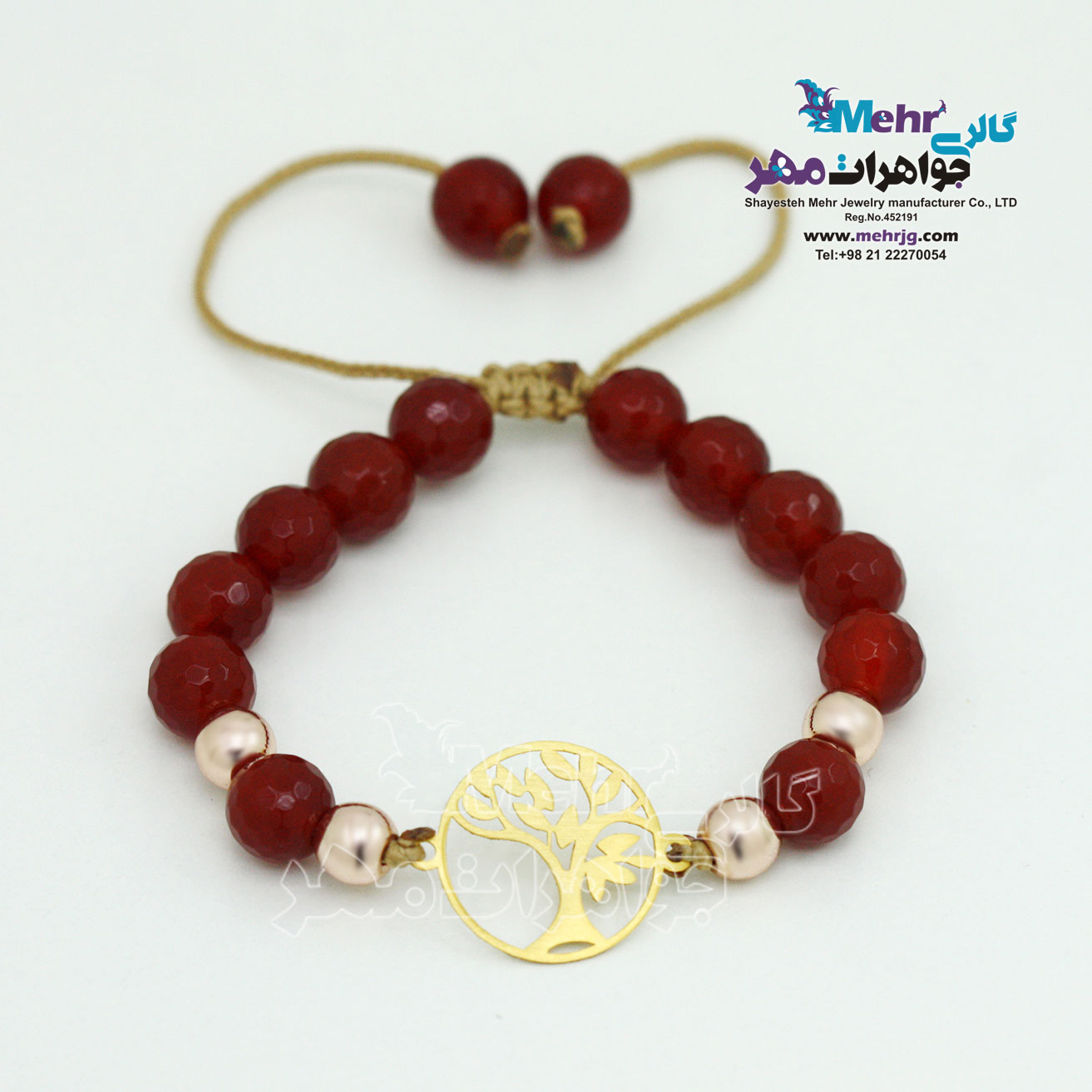 دستبند طلا و سنگ - طرح درخت