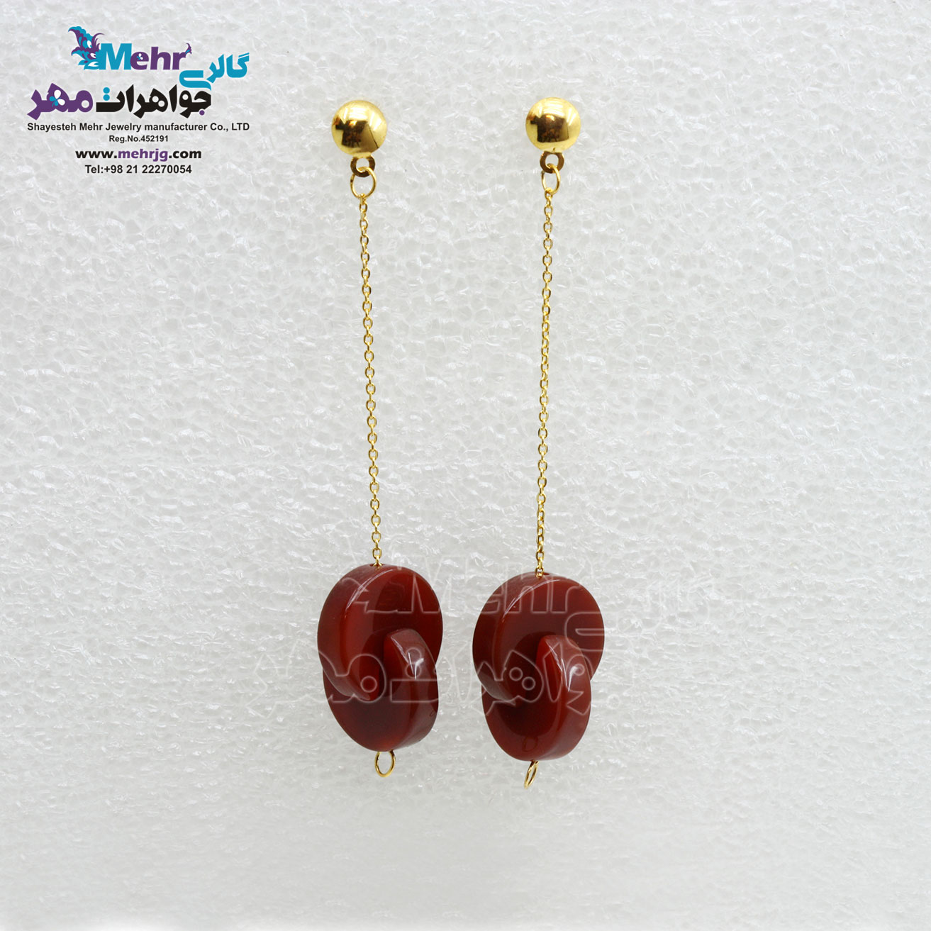 گوشواره طلا - سنگ عقیق