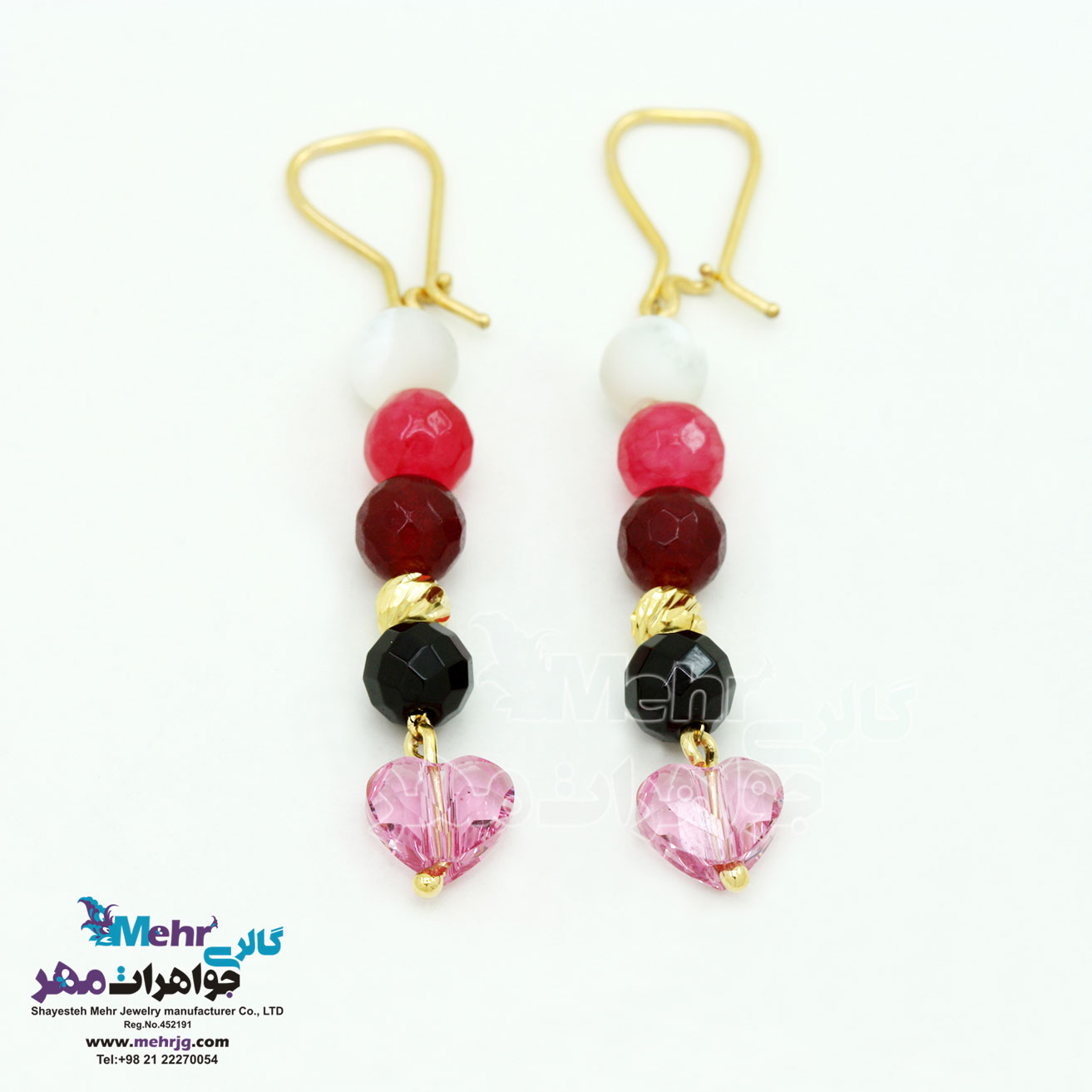 گوشواره طلا - سنگ سواروسکی قلب