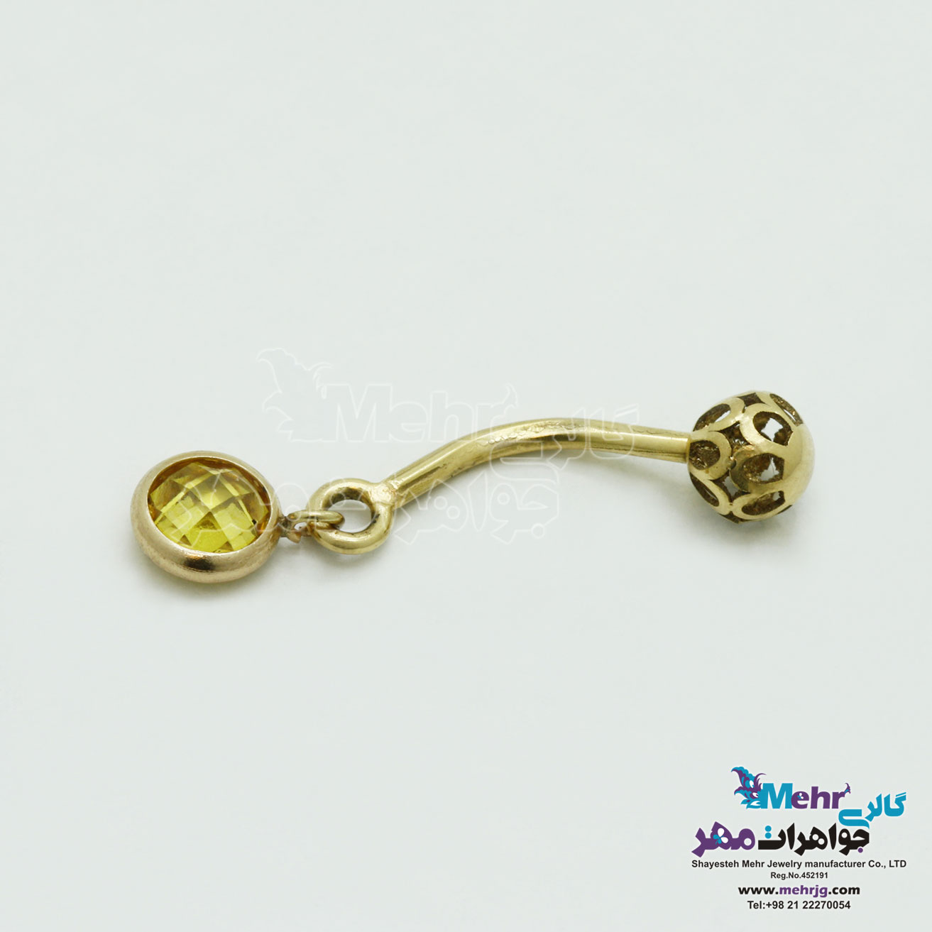 پیرسینگ طلا - طرح سنگ رنگی