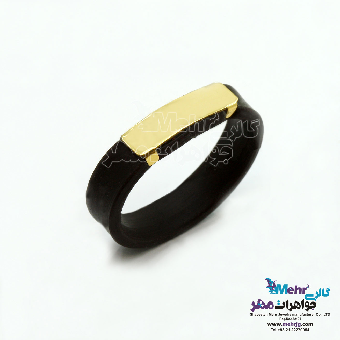 انگشتر طلا و چرم - طرح هندسی