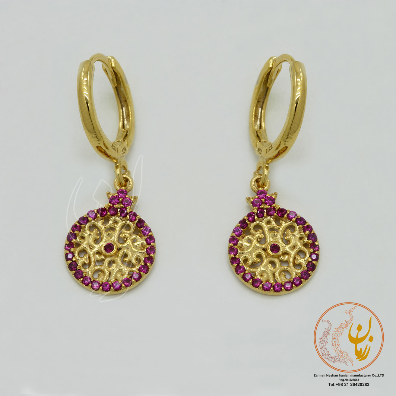 گوشواره طلا - طرح انار
