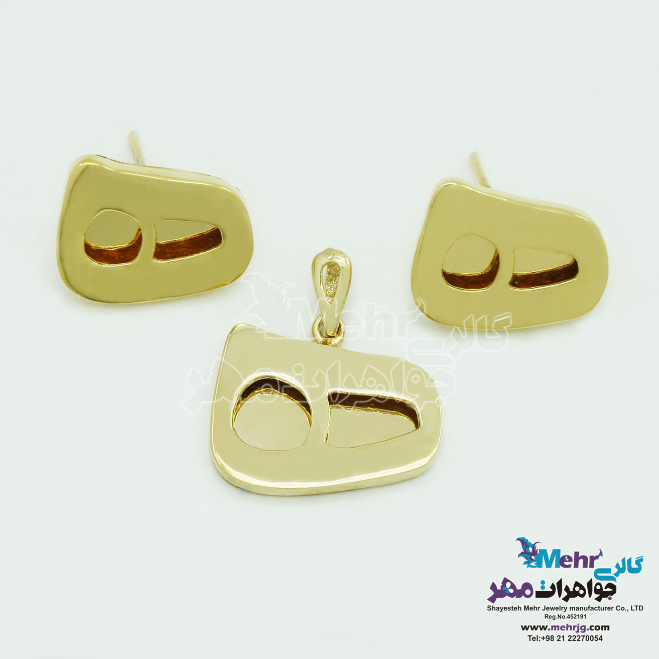 نیم ست طلا - آویز و گوشواره - طرح ه نیمانی
