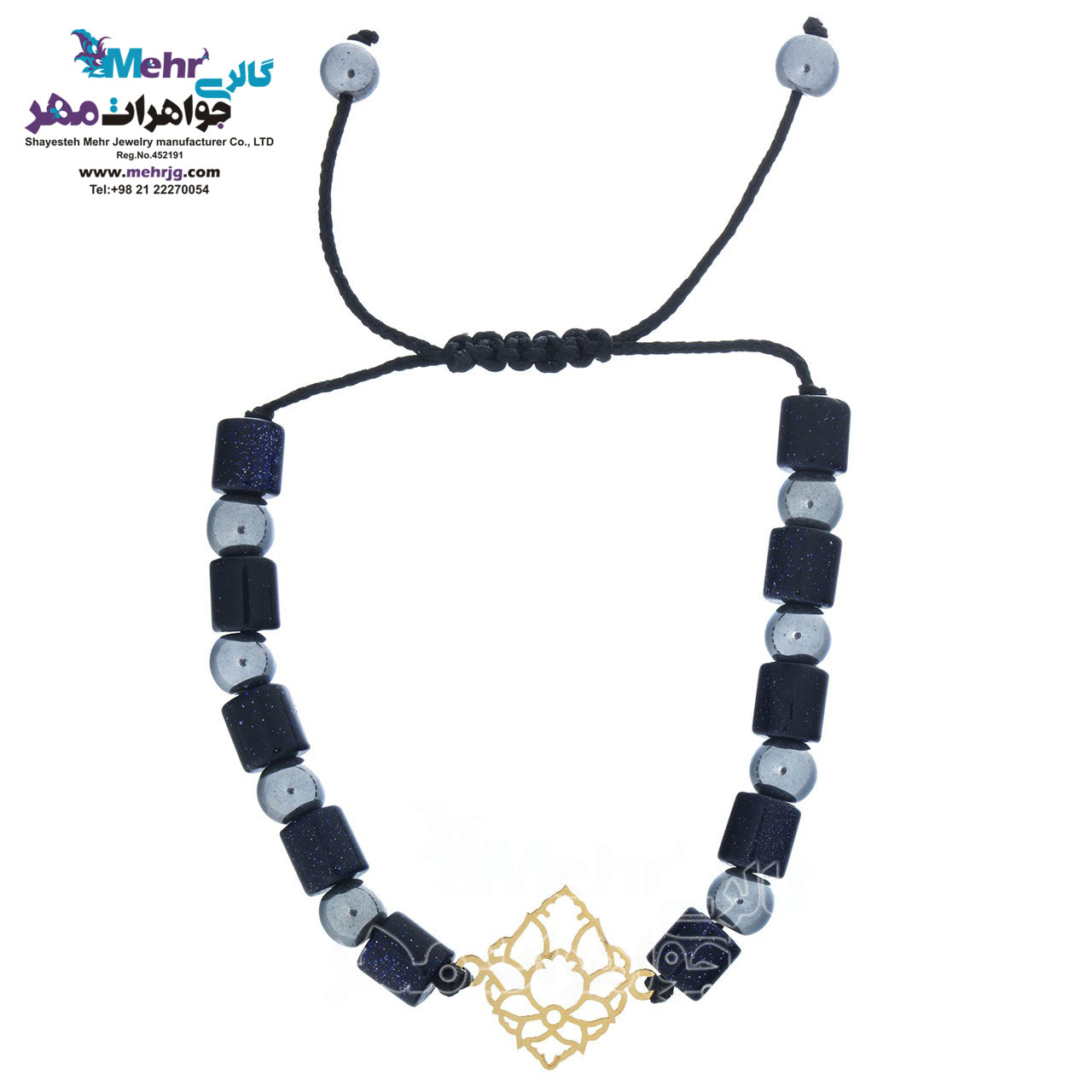 دستبند طلا و سنگ - طرح گل شاه عباسی