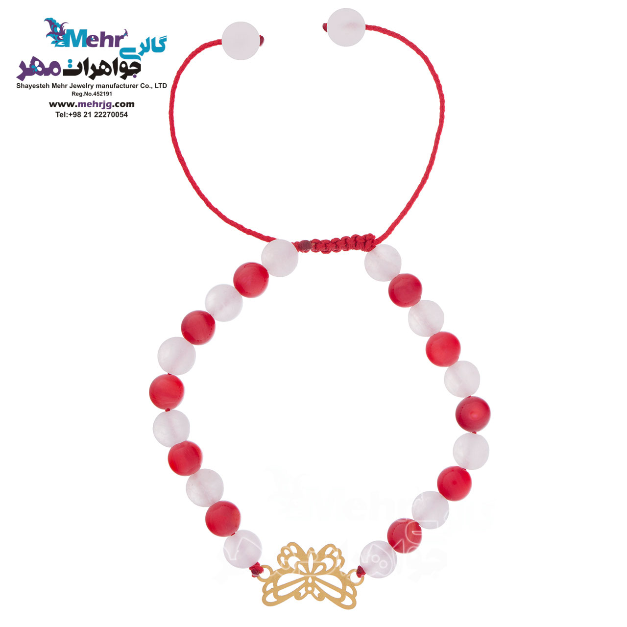 دستبند طلا و سنگ - طرح پروانه