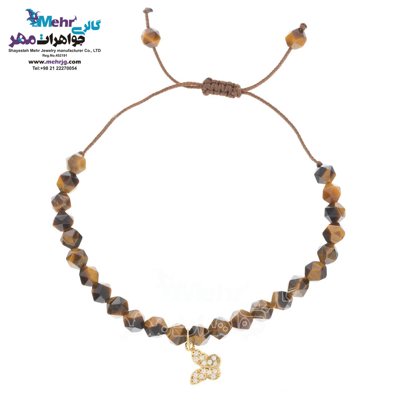 دستبند طلا و سنگ - طرح پروانه