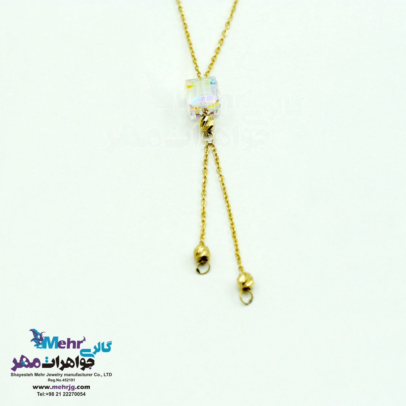 گردنبند طلا - سنگ سواروسکی مکعب