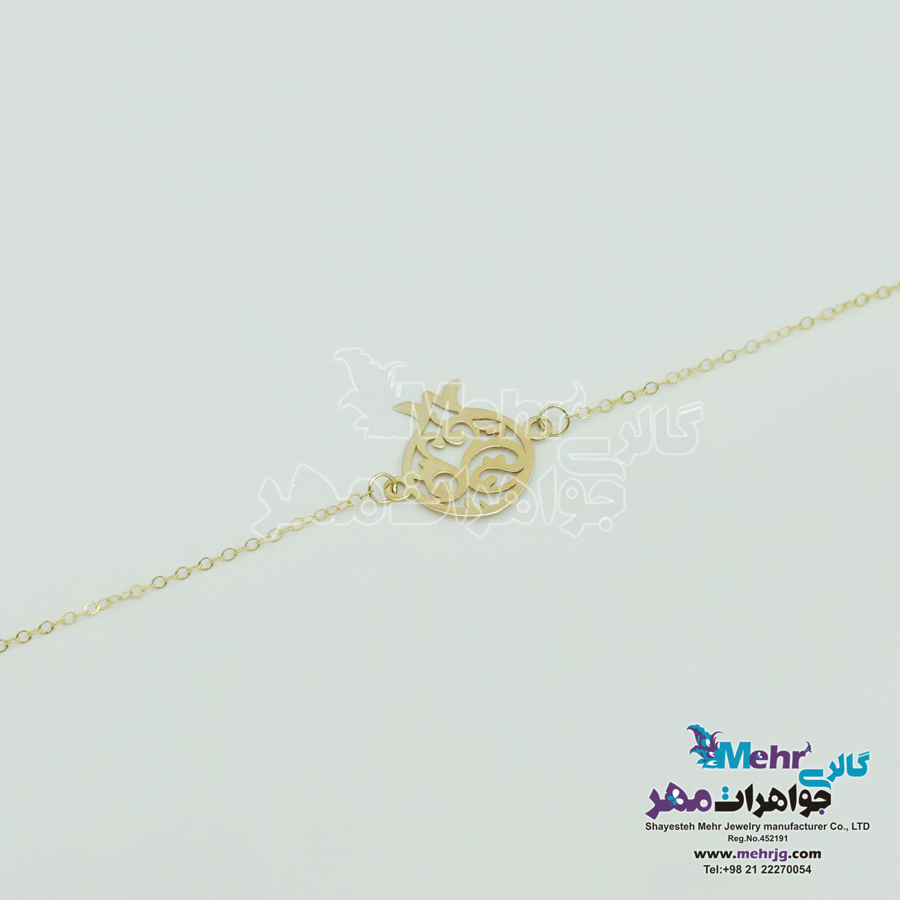 دستبند طلا - طرح انار و قو