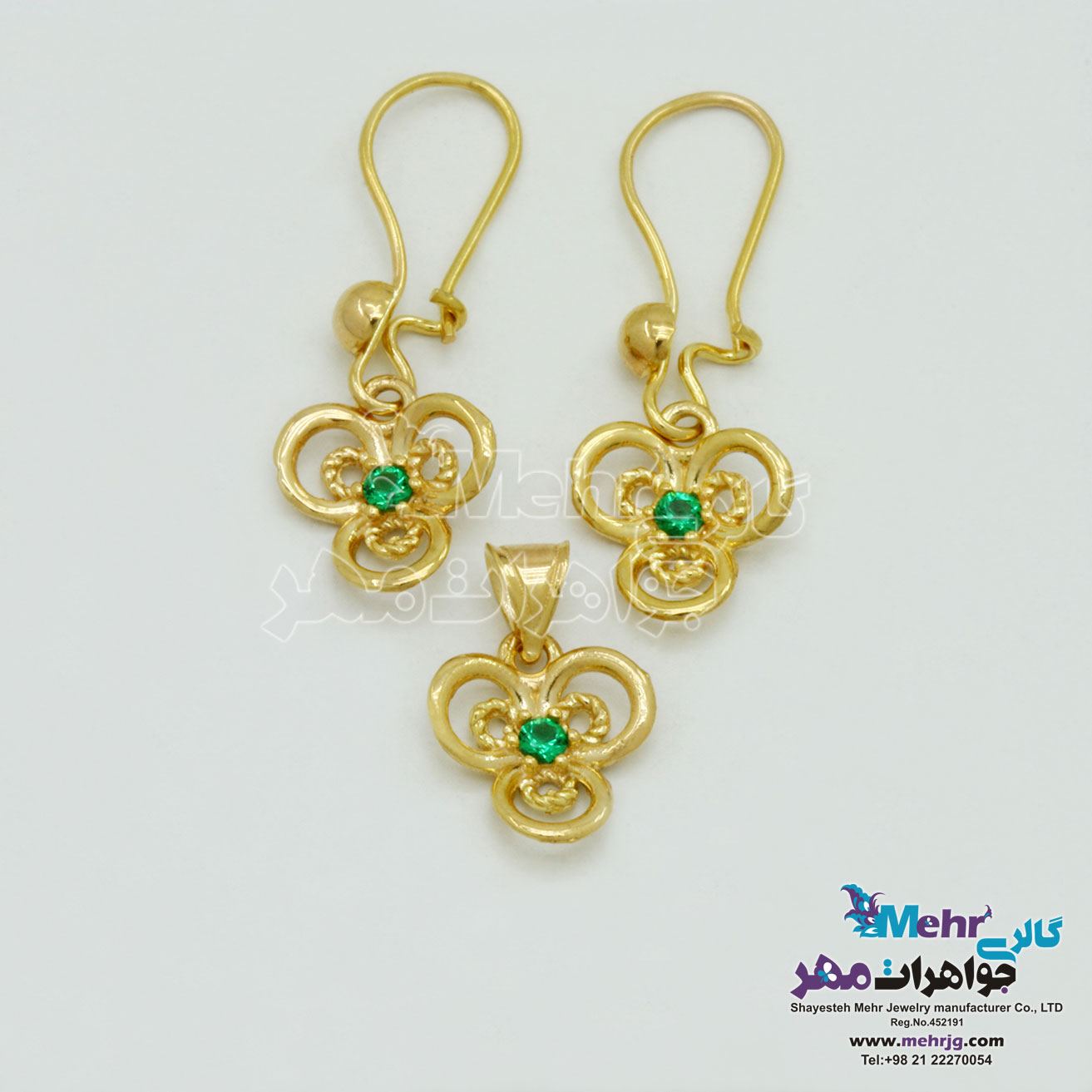نیم ست طلا - آویز و گوشواره - طرح گل