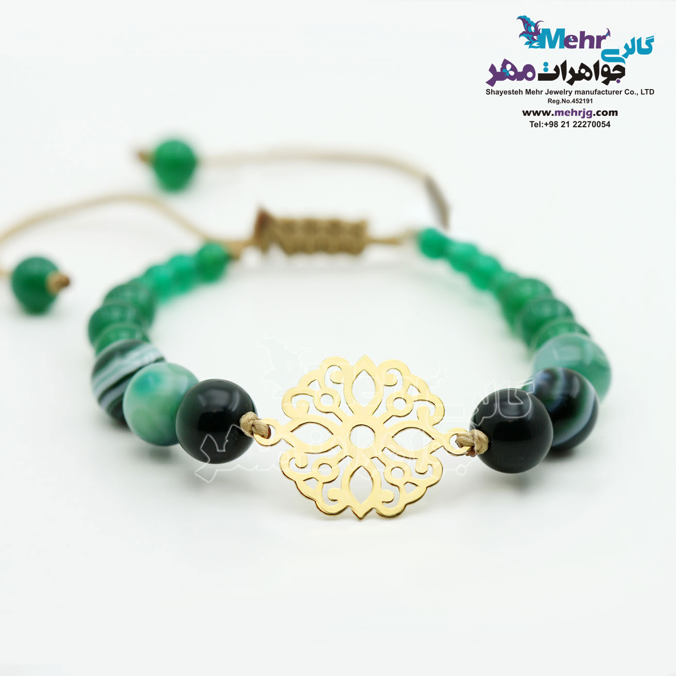 دستبند طلا و سنگ - طرح اسلیمی