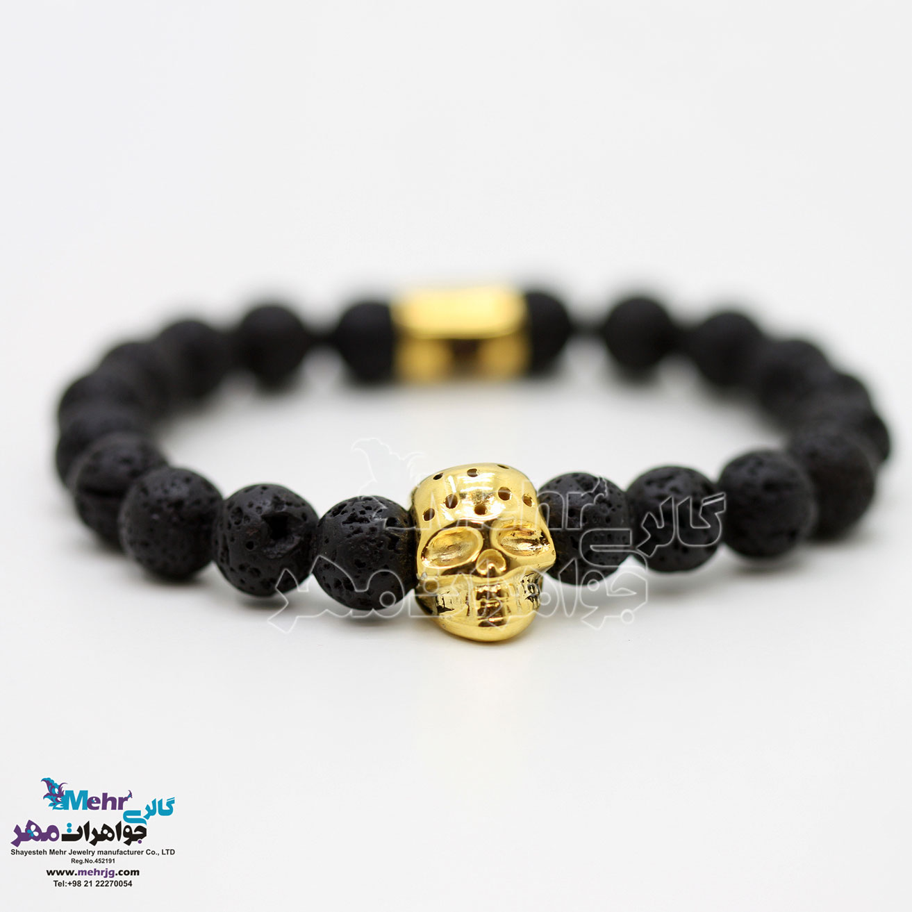 دستبند طلا و سنگ - طرح اسکلت جمجمه