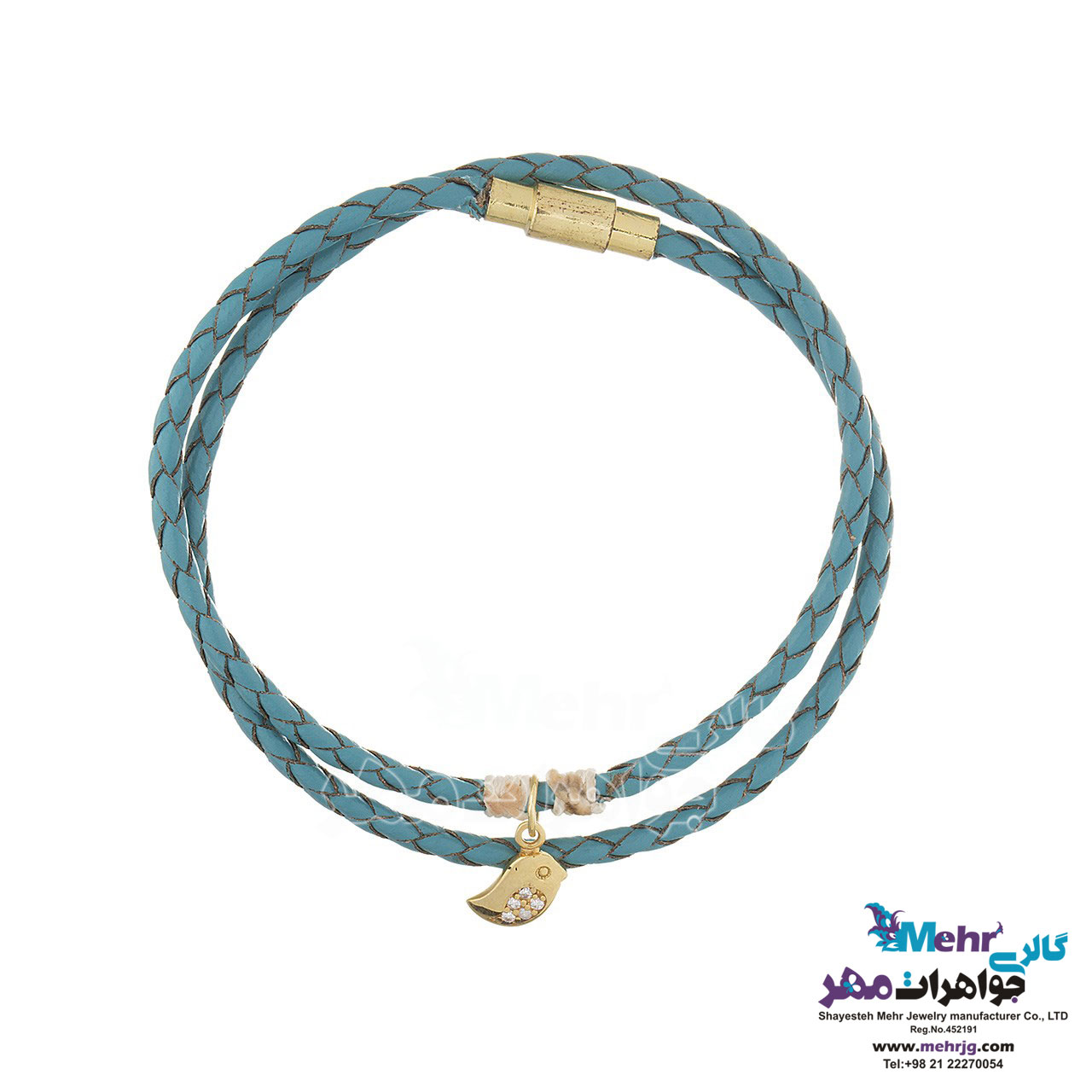 دستبند طلا و چرم - طرح جوجه