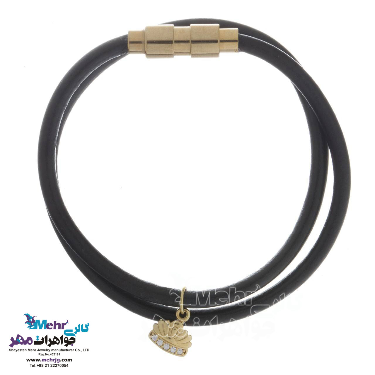 دستبند طلا و چرم - طرح تاج