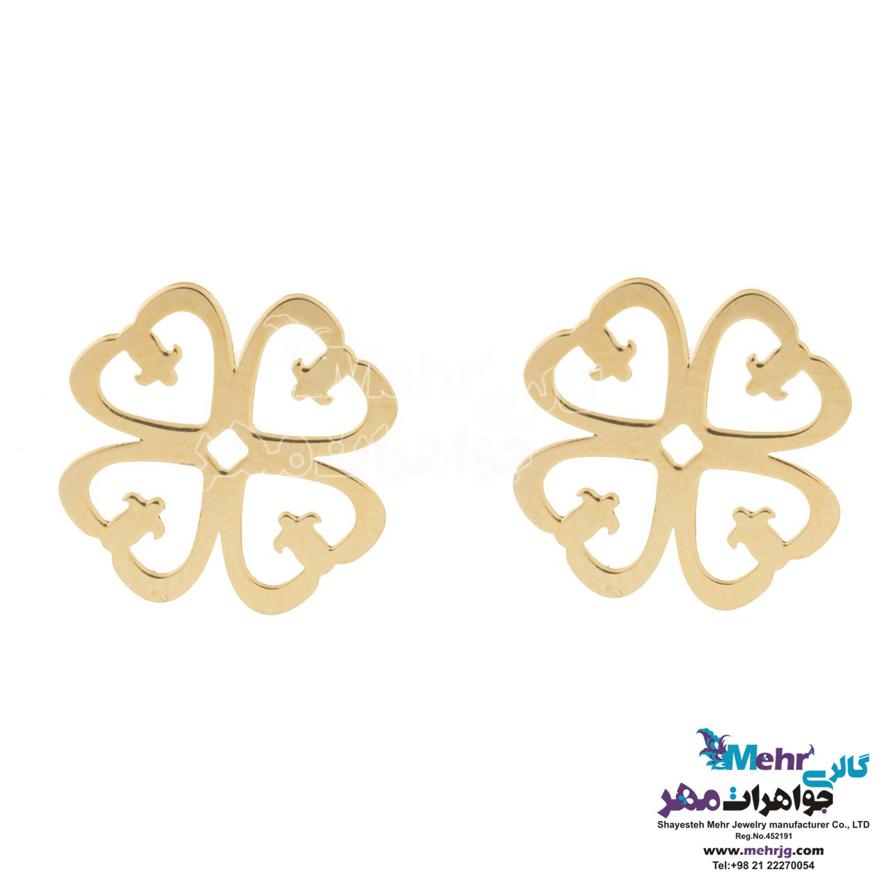 گوشواره طلا - طرح شبدر چهار برگ