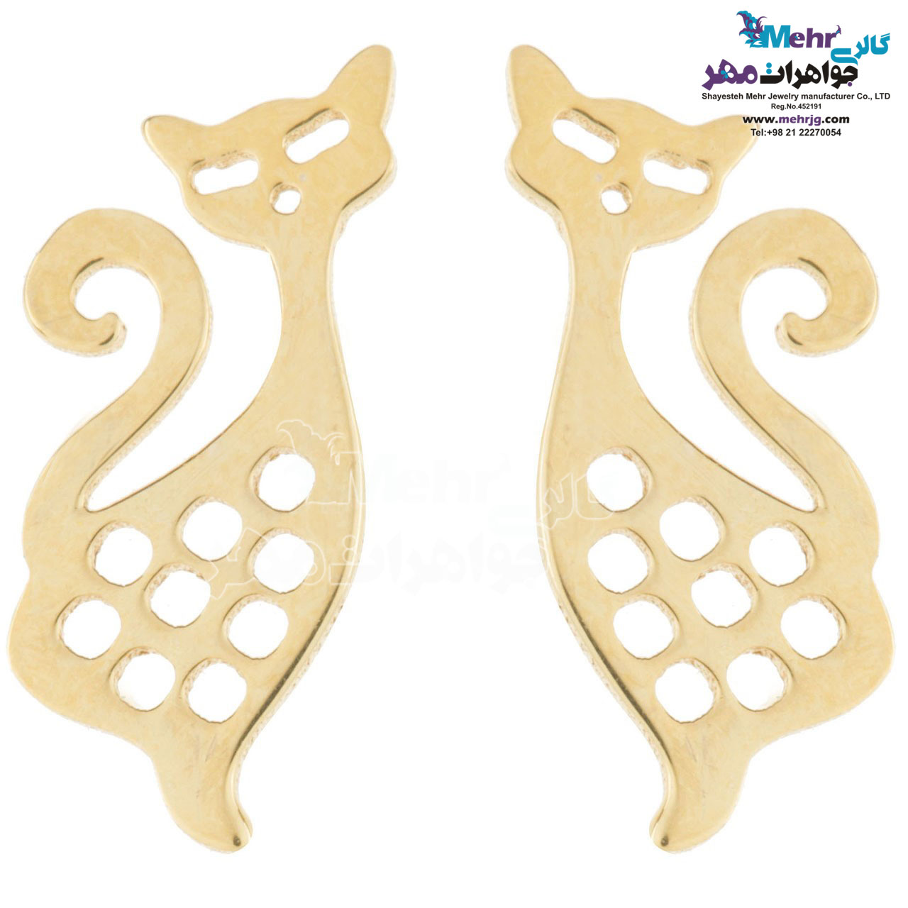 گوشواره طلا - طرح گربه‌ی اشرافی