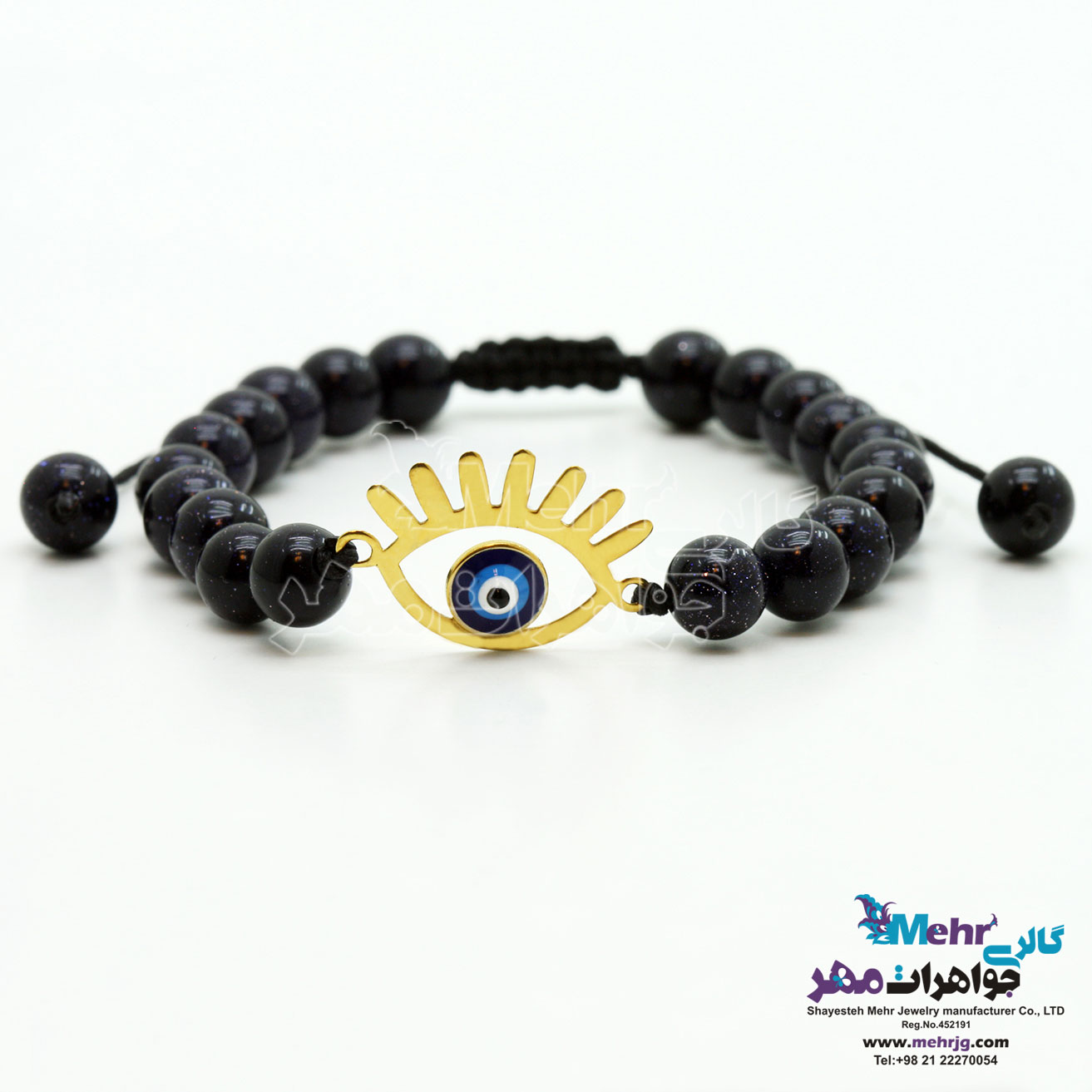 دستبند طلا و سنگ - طرح چشم