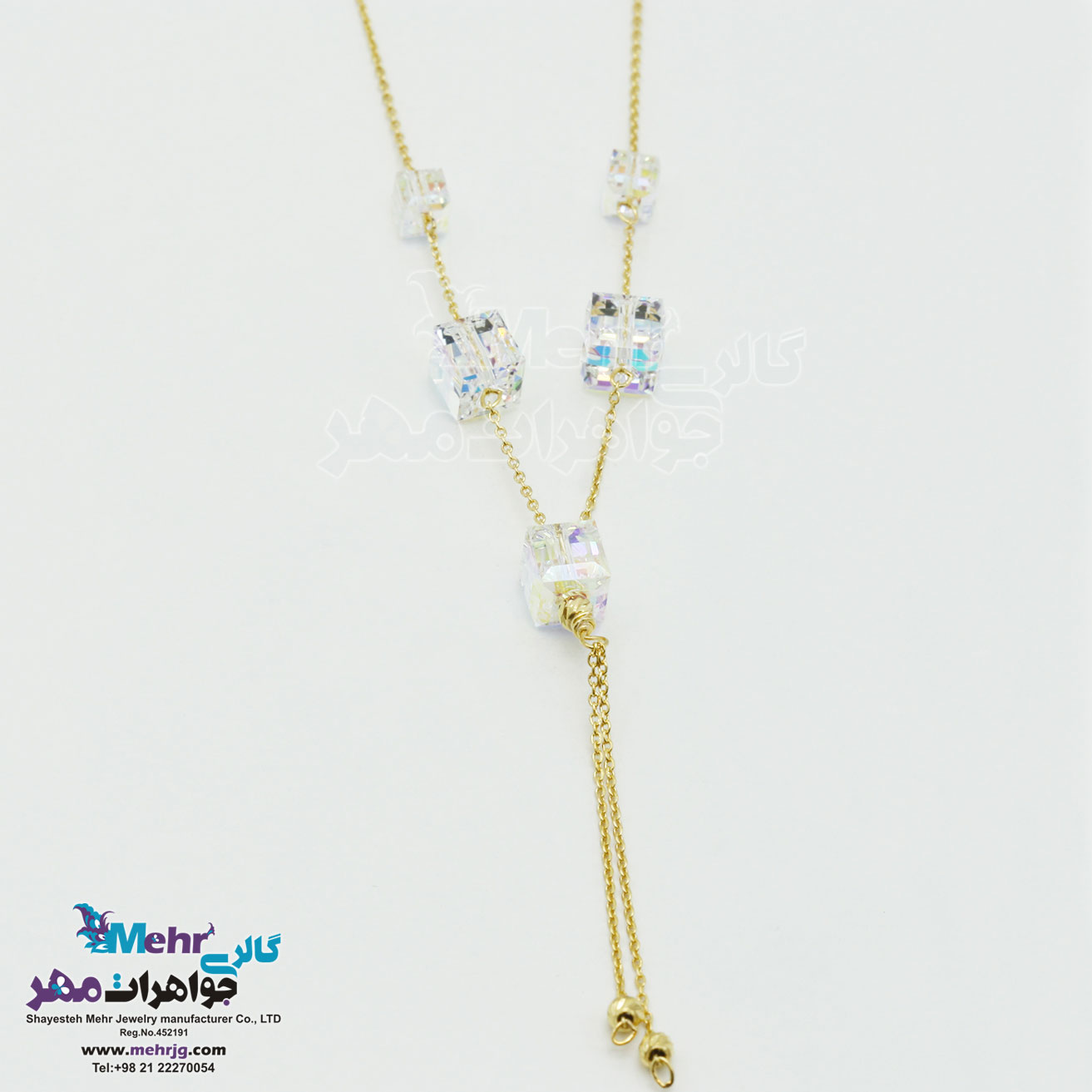 گردنبند طلا - سنگ سواروسکی مکعب
