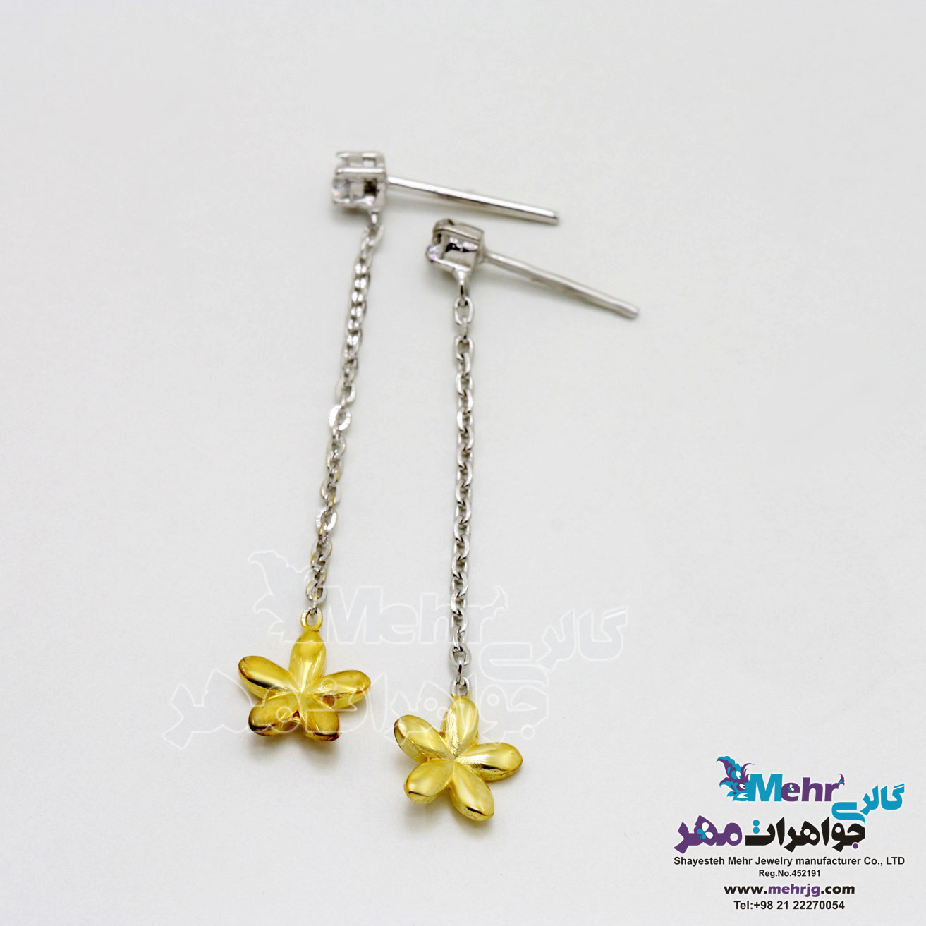 گوشواره طلا - طرح شکوفه‌ی سیب