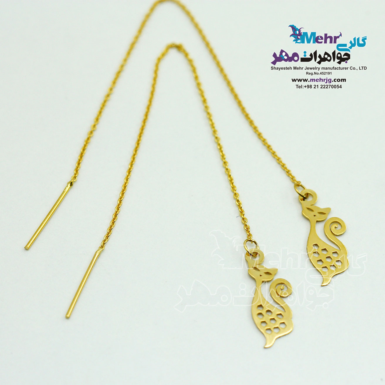 گوشواره طلا - طرح گربه‌ی اشرافی