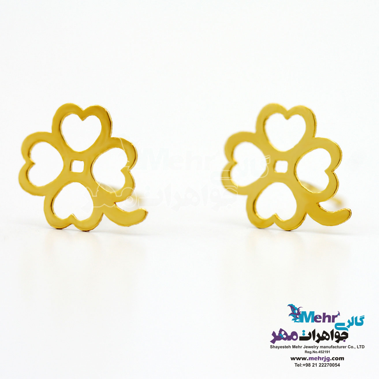 گوشواره طلا - طرح شبدر چهار برگ
