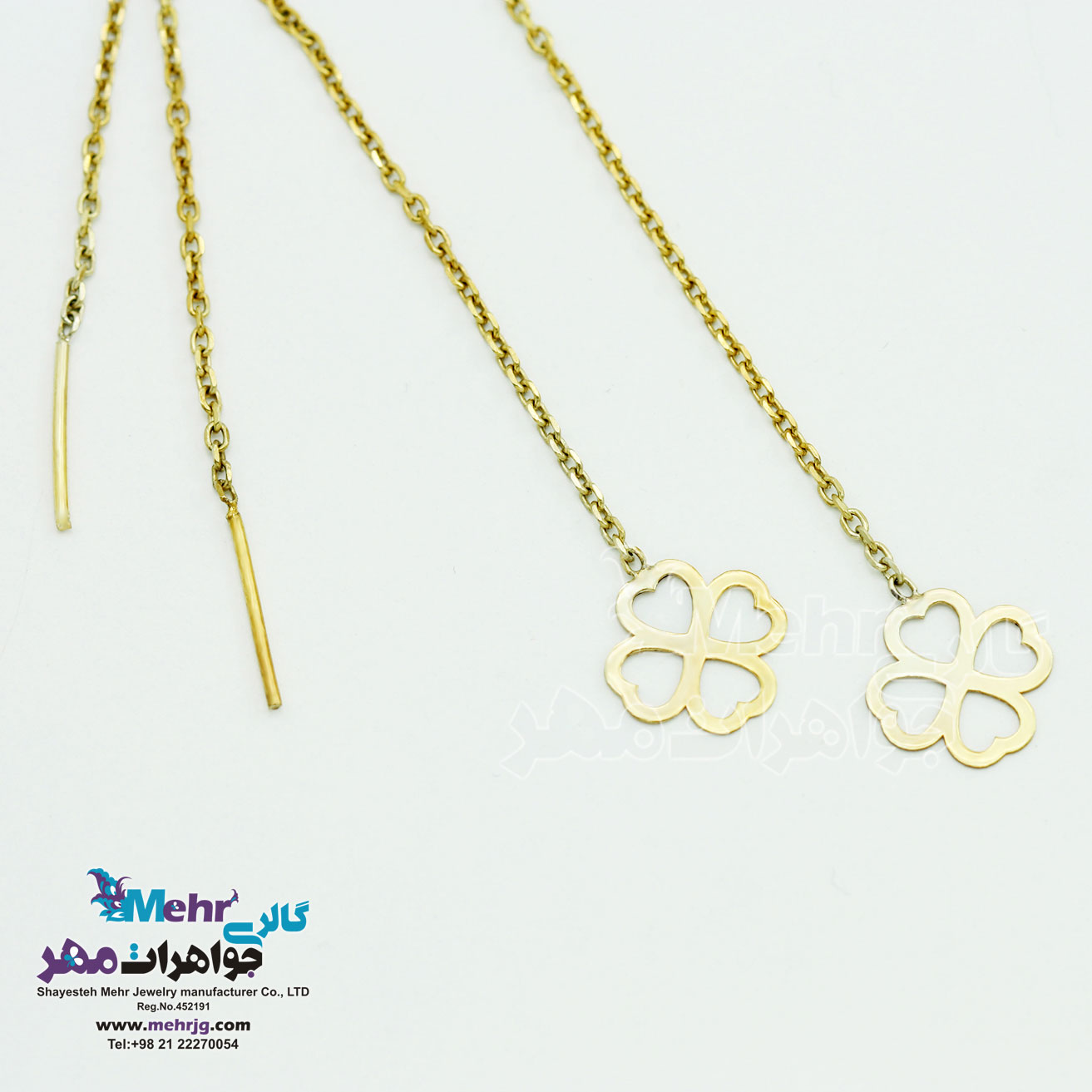 گوشواره طلا - طرح شبدر چهار برگ