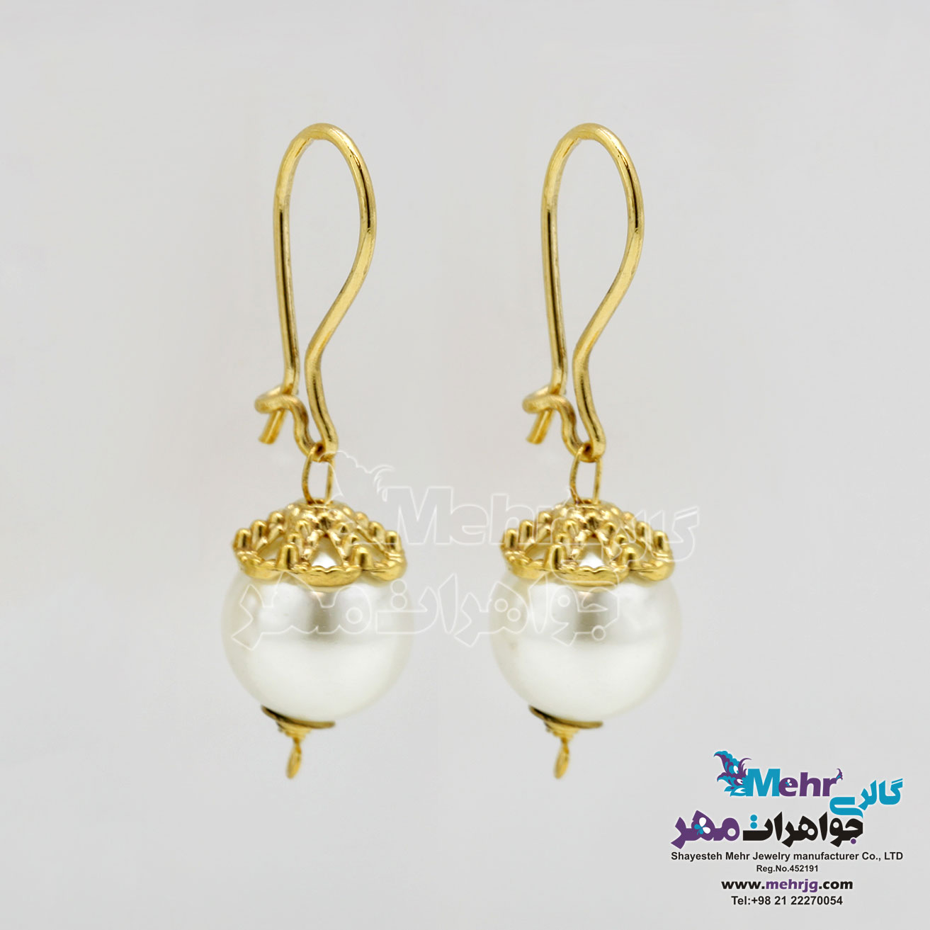 گوشواره طلا - طرح مروارید نشان