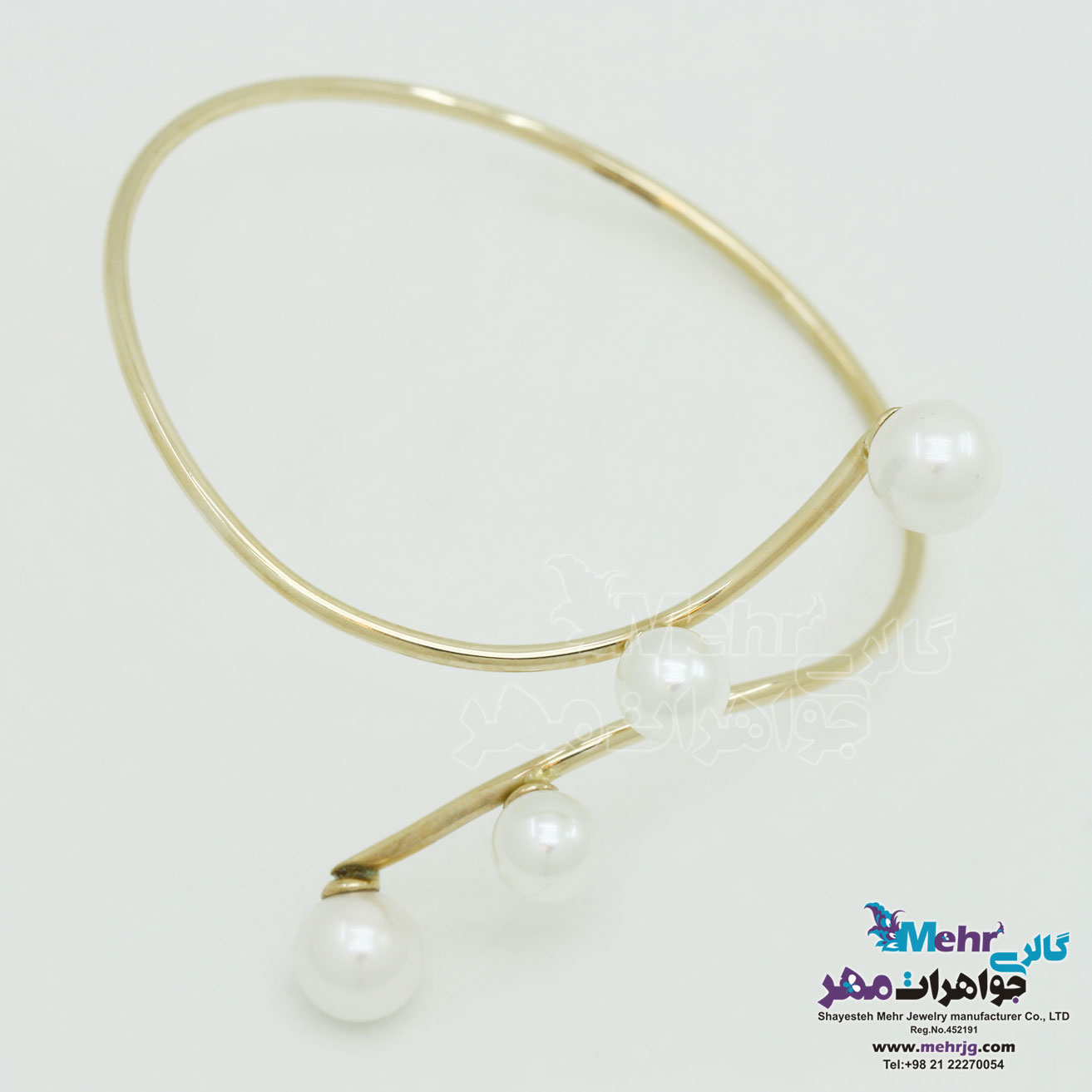 دستبند النگویی طلا - طرح مروارید نشان