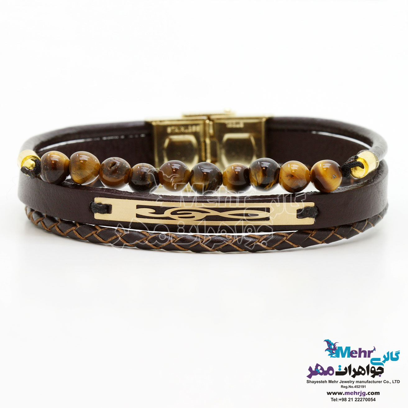 دستبند طلا و چرم - طرح نت سل