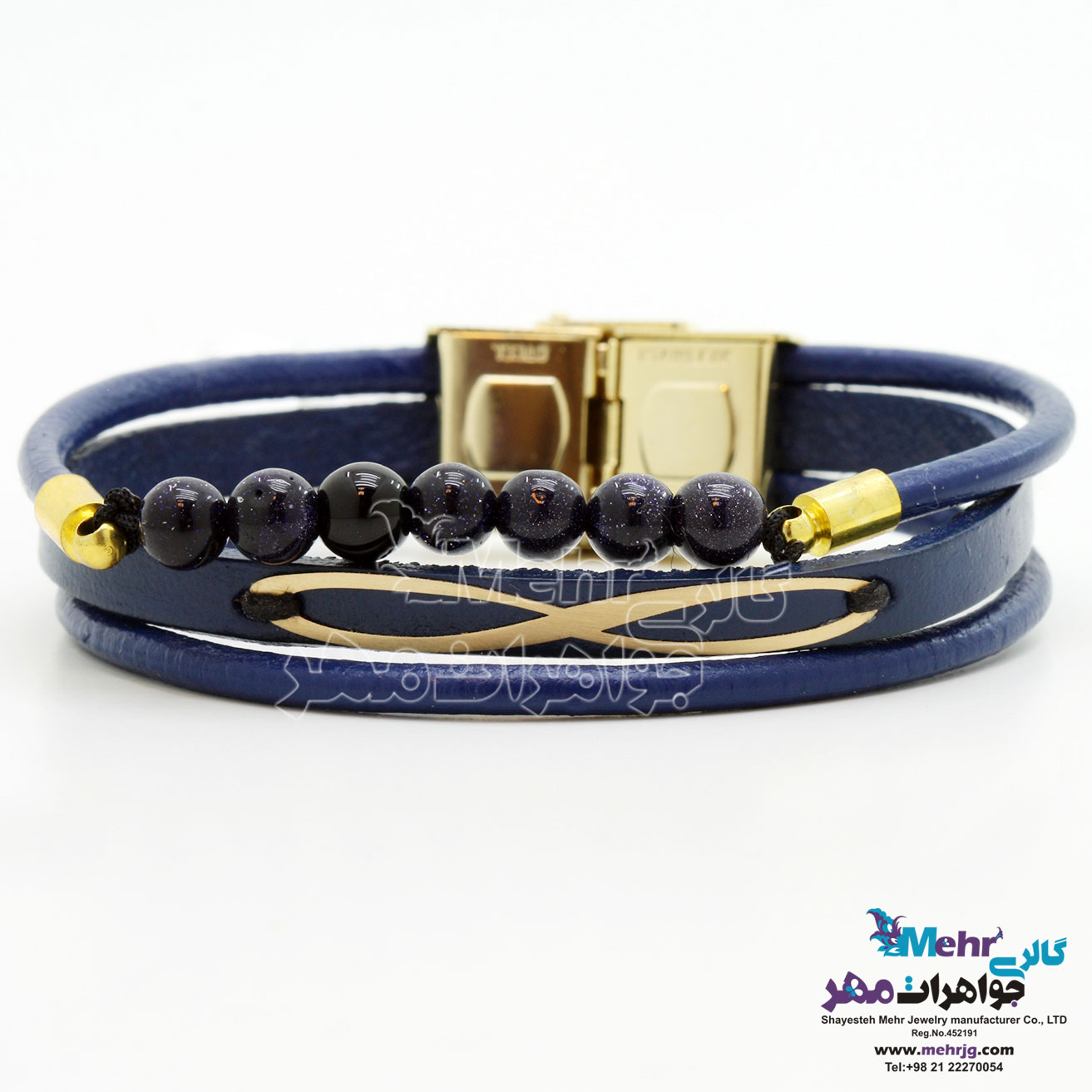 دستبند طلا و چرم - طرح بی‌نهایت
