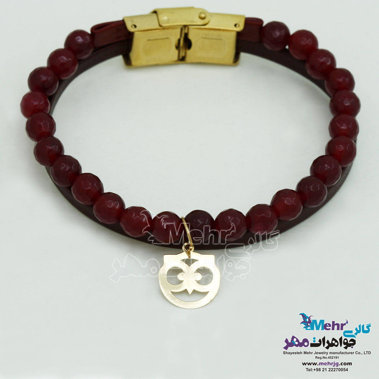 دستبند طلا و سنگ - طرح جغد