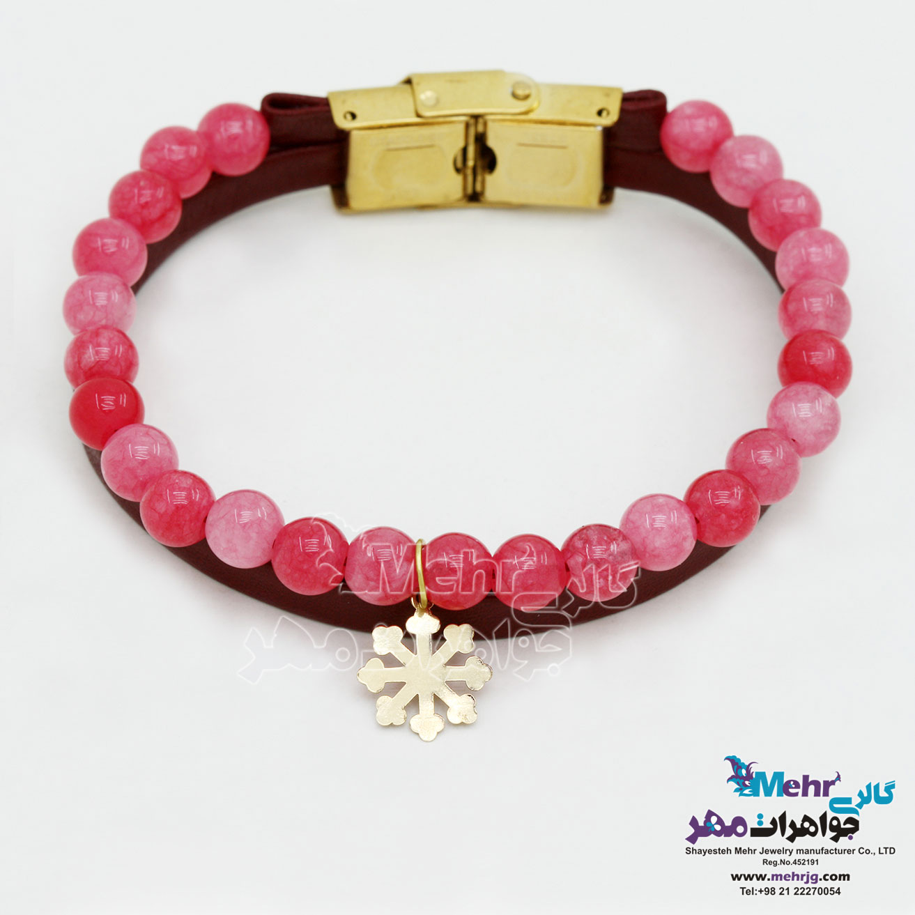 دستبند طلا و سنگ - طرح برف