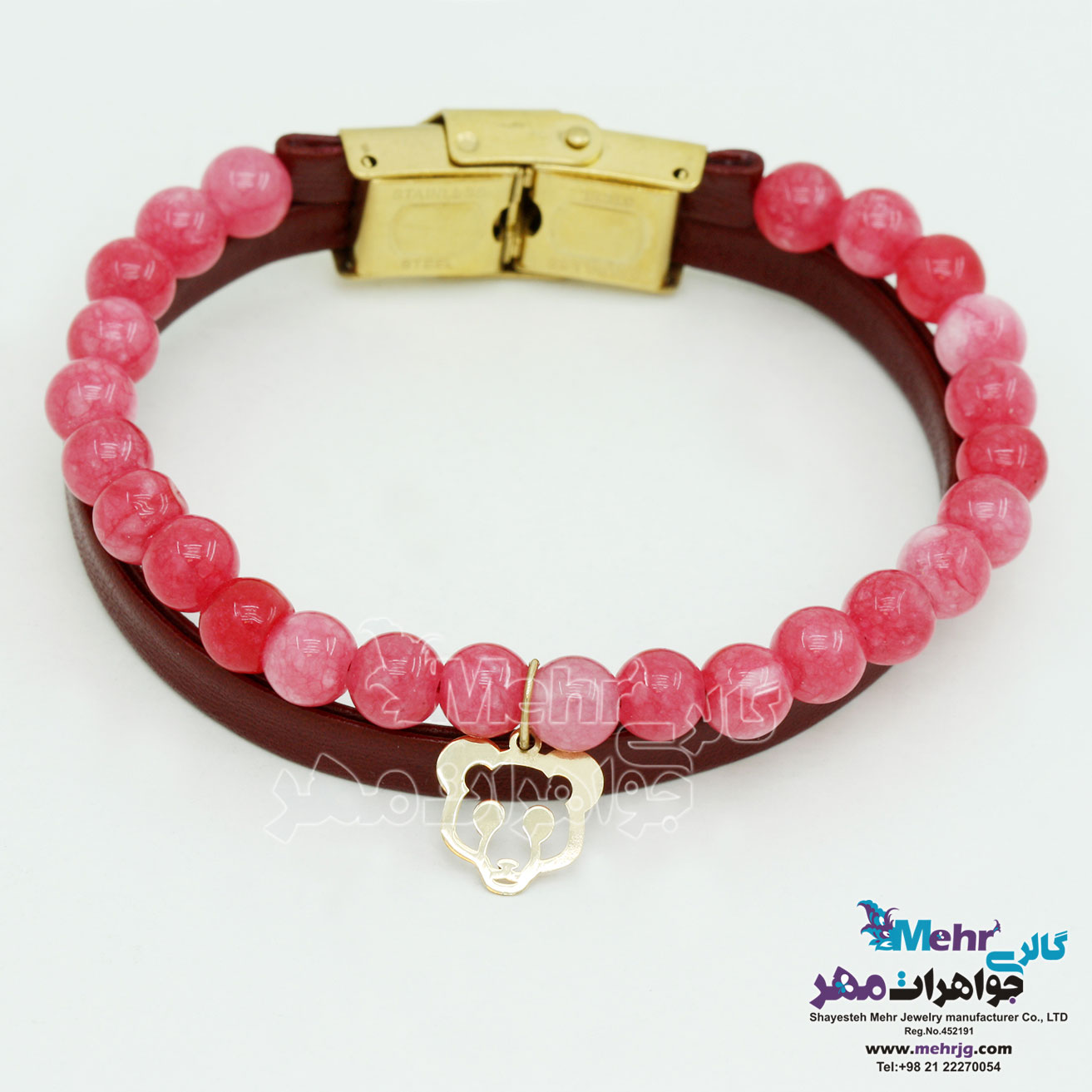 دستبند طلا و سنگ - طرح خرس