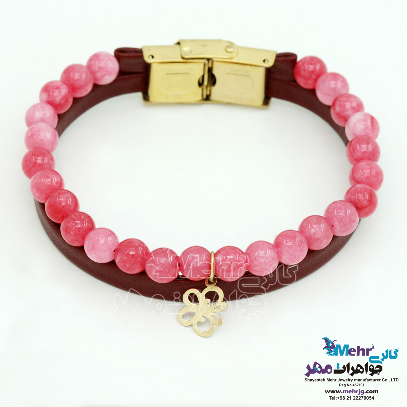 دستبند طلا و سنگ - طرح پروانه