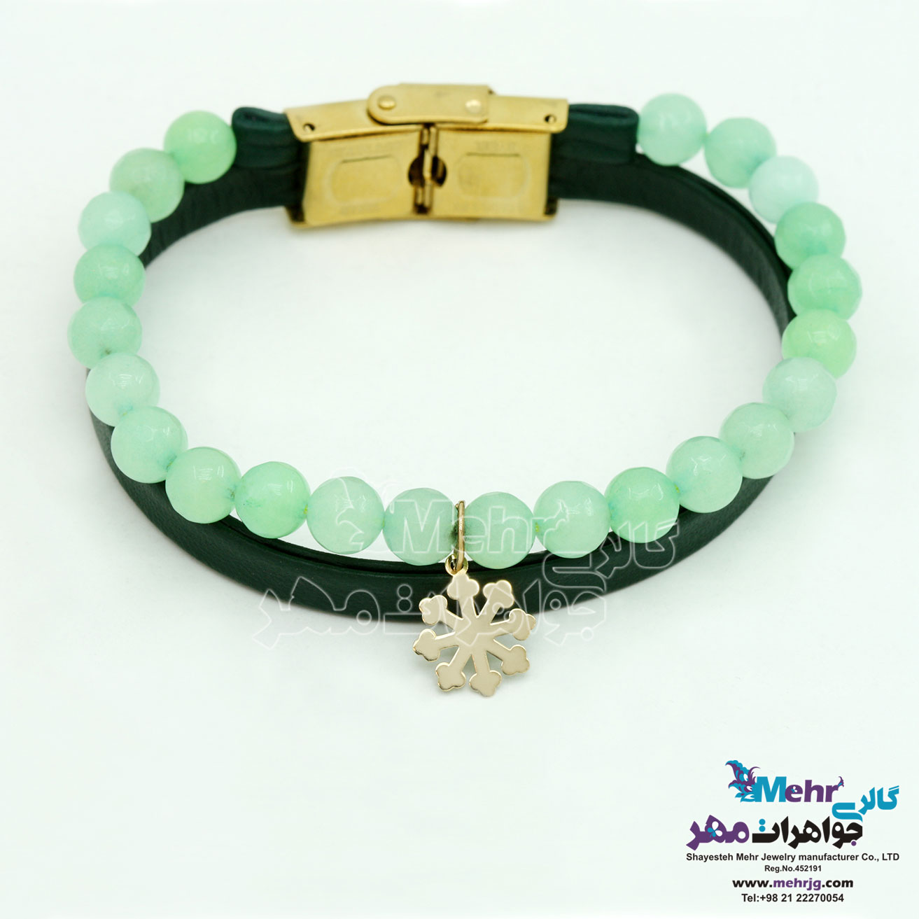 دستبند طلا و سنگ - طرح برف